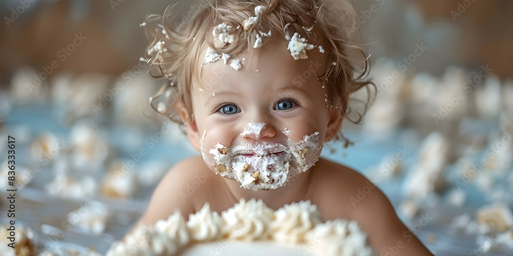 A messy and adorable cake smash celebration for a toddler's first birthday. Concept First Birthday, Cake Smash, Toddler Fun, Adorable Mess, Celebration Mode A messy and adorable cake smash celebration for a toddler's first birthday. Concept First Birthday, Cake Smash, Toddler Fun, Adorable Mess, Celebration Mode