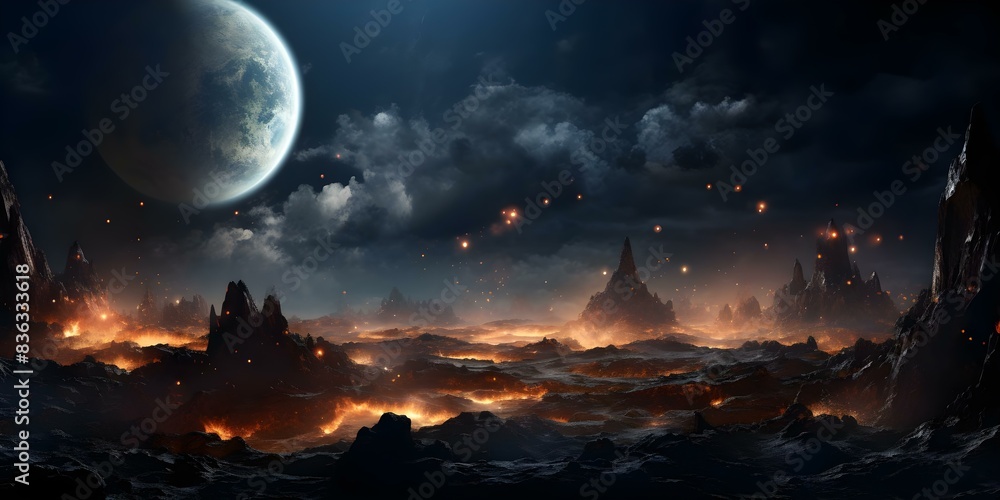 Modern challenges symbolized by endless cosmic garbage in the Earths cosmos. Concept Environmental Crisis, Space Pollution, Modern Challenges Modern challenges symbolized by endless cosmic garbage in the Earths cosmos. Concept Environmental Crisis, Space Pollution, Modern Challenges