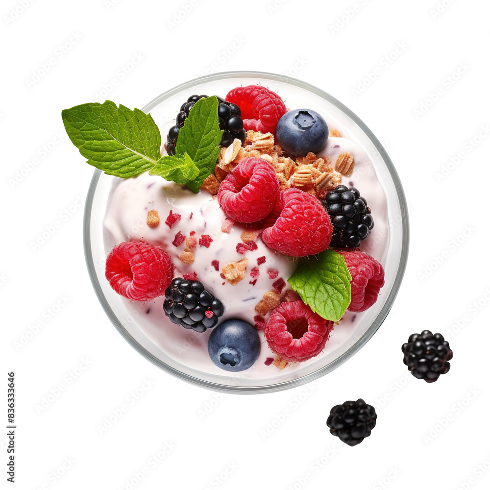 yogurt and berries isolated on transparent background, clipping path, png, yogurt and berries isolated on transparent background, clipping path, png,