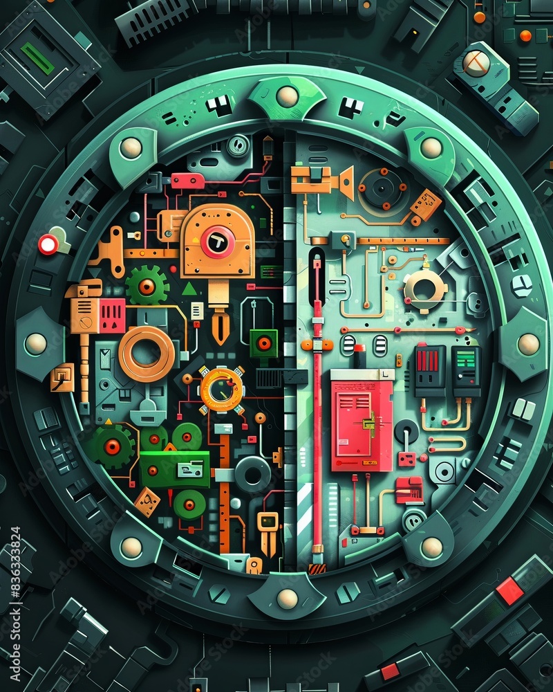 Fototapeta premium Lock and key, Business and finance, Technology, futuristic background