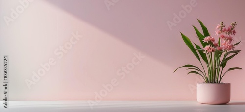 Beautiful pink flower in vase with copy space © ModernGallery