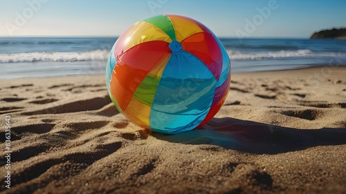 Beach ball with vibrant three-dimensional depiction icon for a game  app  or website. Easy and enjoyable beach ball