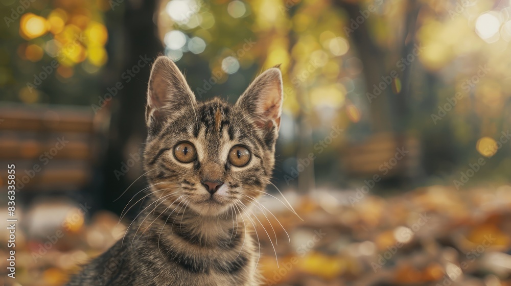 Fototapeta premium Adorable young cat at the park