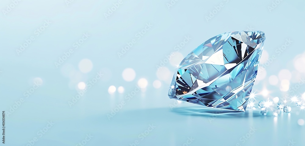Gleaming diamond on the left border, contrasting a light blue background. Gleaming diamond on the left border, contrasting a light blue background.