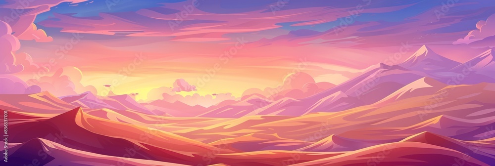 Banner, Dramatic Desert Dunes Under a Beautiful Sky Banner, Dramatic Desert Dunes Under a Beautiful Sky