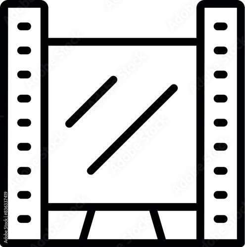 Film strip icon illustration for cinema and movie industry with black and white reel, video, and media entertainment graphic