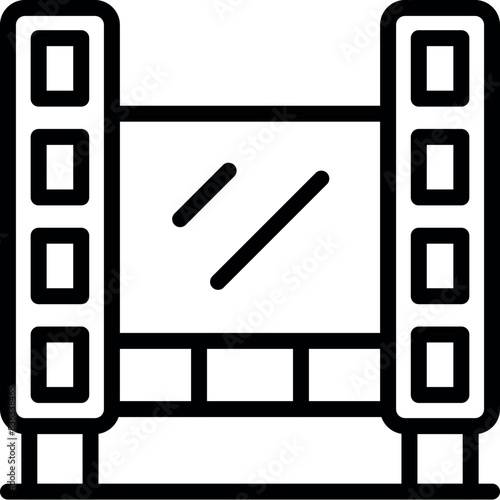 Simplistic monochrome vector illustration of a film strip icon, perfect for multimedia concepts