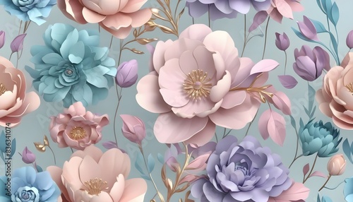 3d digital floral wallpaper