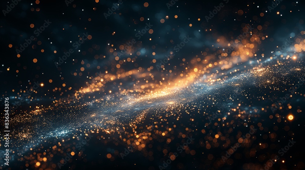 Fototapeta premium The night sky is full of tiny stars. Using a red and blue theme.