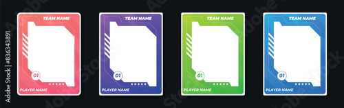 Trading card template design for sports, Picture frame for player performance, Photo frame or border collection for hockey, basketball and football player, Sports flyer design