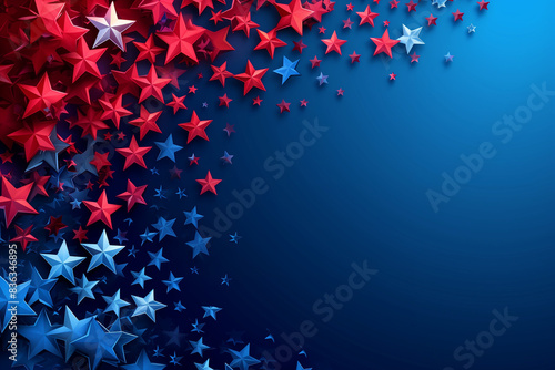 4th of July, Independence Day background with blue and red color and white stars


