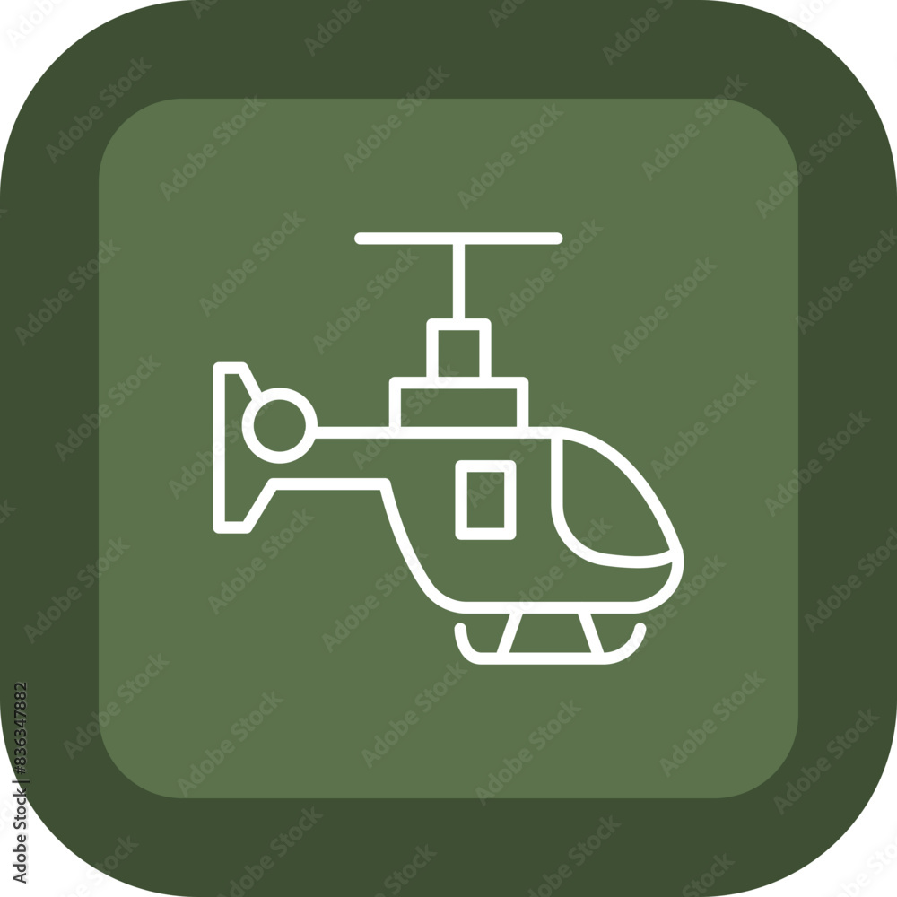 Helicopter Line Green Box Icon Helicopter Line Green Box Icon
