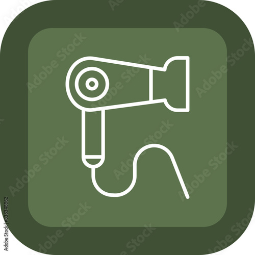 Hair Dryer Line Green Box Icon