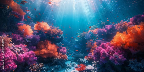 Colorful Marine Life in Clear Blue Water  generative ai