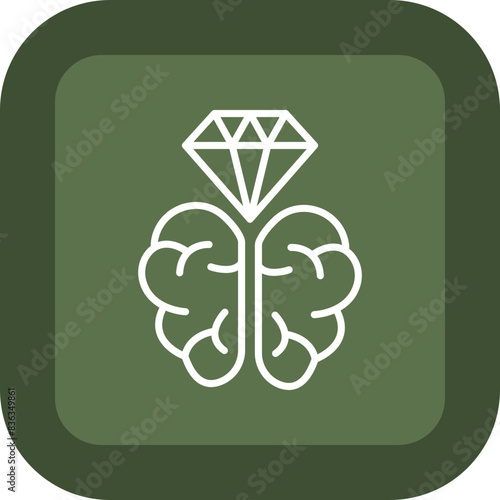 Brilliant Brain Line Green Box Icon