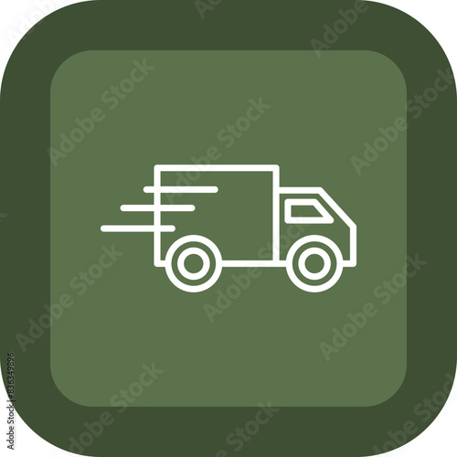 Fast Delivery Line Green Box Icon