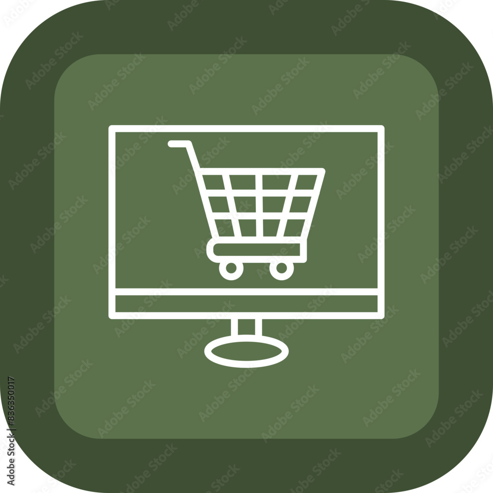 Buy Online Line Green Box Icon Buy Online Line Green Box Icon