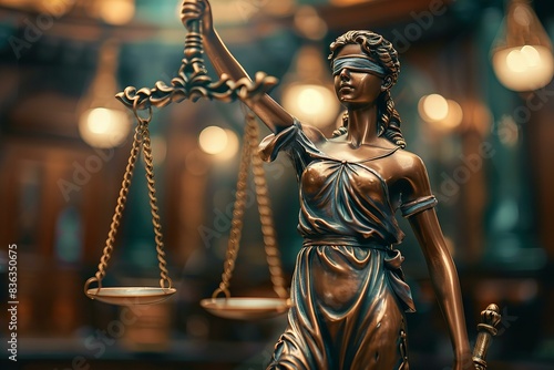 Lady justice holding scales, law symbol photo