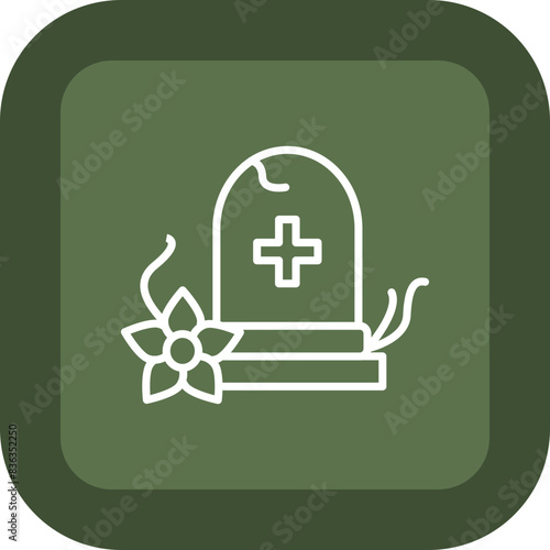 Grave Line Green Box Icon