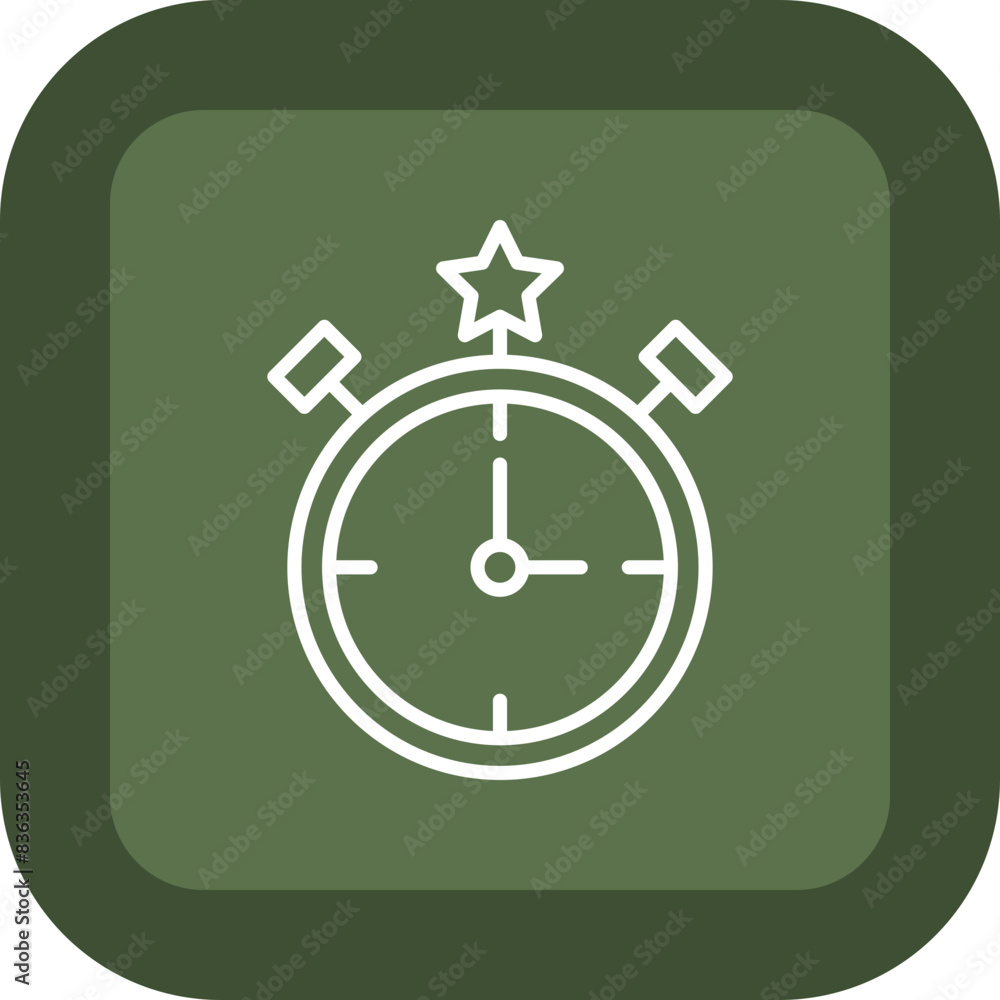 Timer Line Green Box Icon Timer Line Green Box Icon