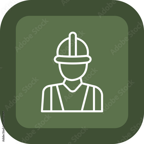 Worker Line Green Box Icon