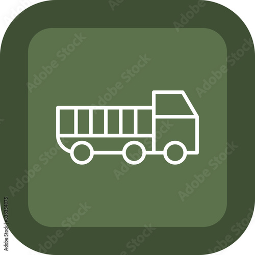 Dumper Truck Line Green Box Icon