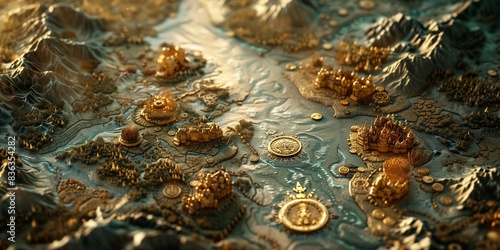 Mythical Tokens on Fantasy Map, generative ai