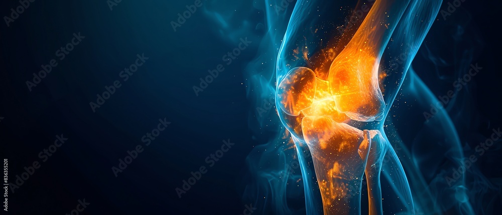Enhanced xray augmented reality showing knee joint pain, orthopedic visualization Enhanced xray augmented reality showing knee joint pain, orthopedic visualization