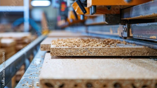 Automated chipboard cutting in furniture manufacturing Segment of a machine for cutting MDF wood and chipboard for producing furniture components