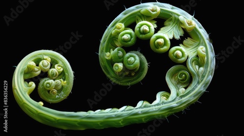 A fern shoot with curled leaves appears lovely photo