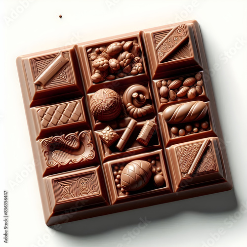 photo a delicious chocolate with a white background, brown chocolate HD image © md