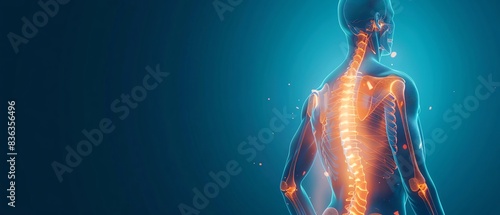 Highresolution 3D illustration of painful back in person, orthopedic diagnostics