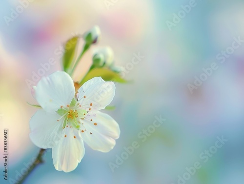 Elegant Bloom - Close-up of a Delicate Flower in Full Bloom with Copyspace and Blurred Background