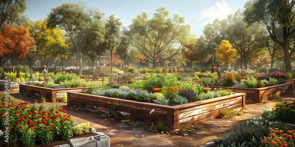Obraz premium Unity in Gardening: Cultivating Bonds, generative ai