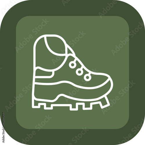 Hiker Line Green Box Icon