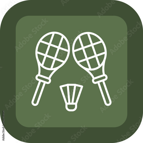 Badminton Line Green Box Icon