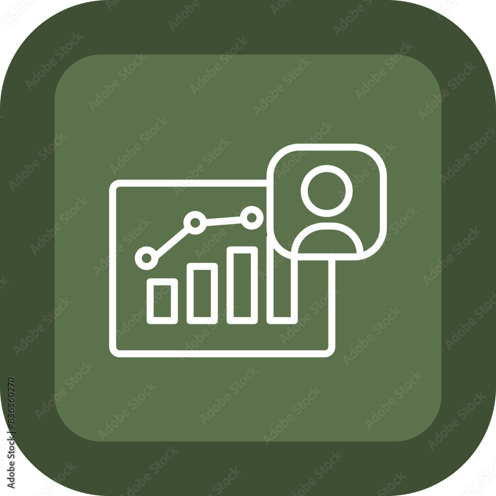 Demographic Line Green Box Icon Demographic Line Green Box Icon