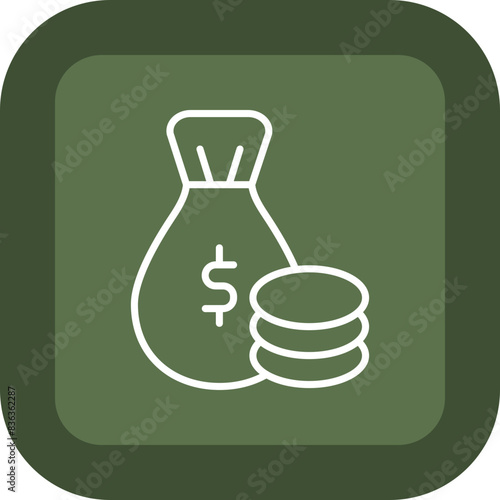 Income Line Green Box Icon