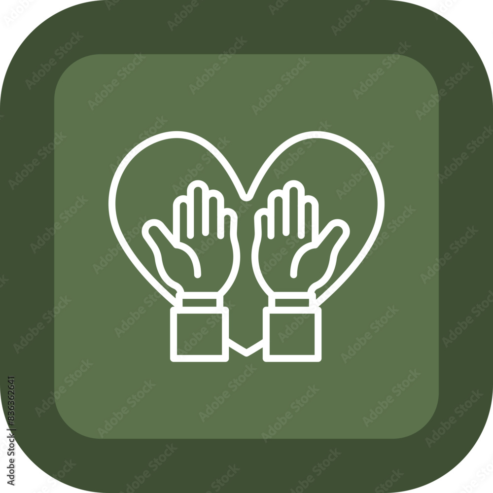 Obraz premium Hand Up Line Green Box Icon