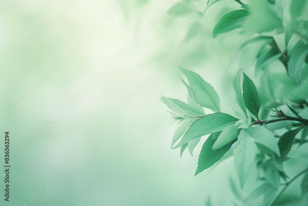 Soft green pastel background with green sprig soft focus. close-up.
Soft green pastel background with green sprig soft focus. close-up.