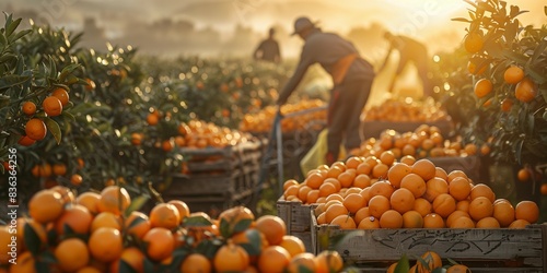Bountiful Citrus Harvest in the Orchard, generative ai photo