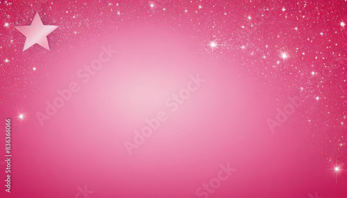 Pink background with a single white star in the upper left corner. Small white stars are scattered throughout the image