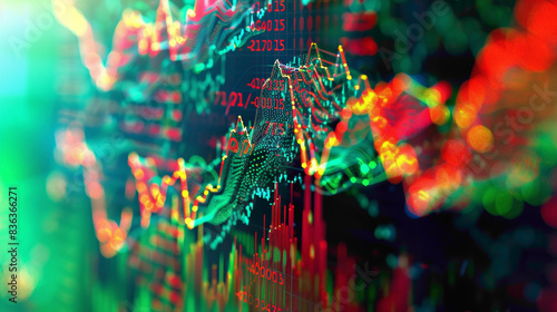 A meticulously captured snapshot of a head and shoulders pattern evolving on a commodity trading graph, indicating a potential trend reversal. photo