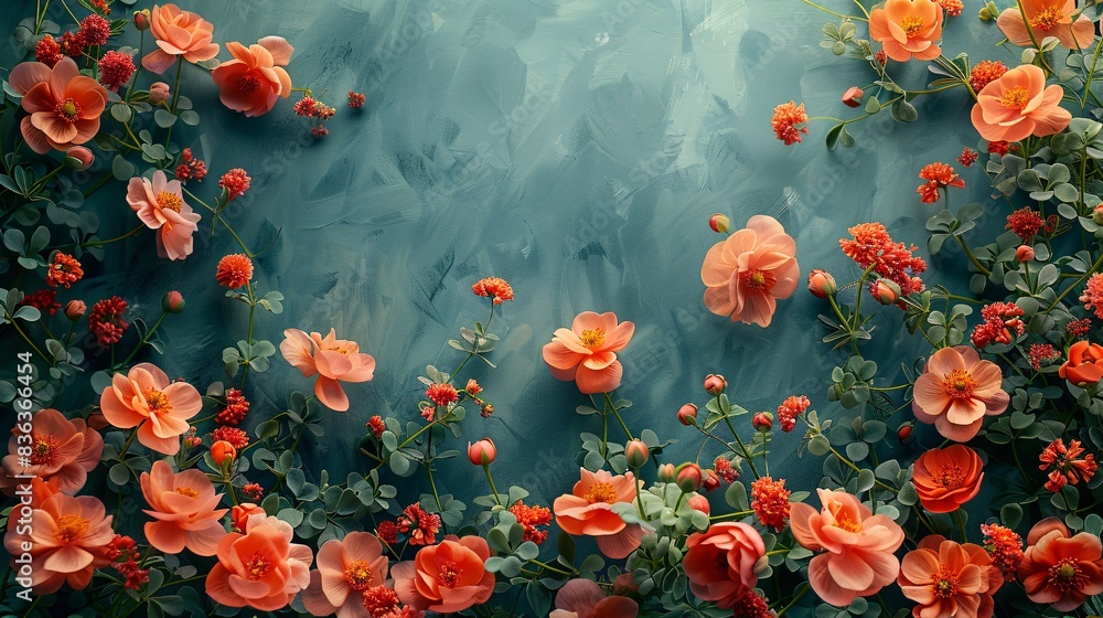 Spring blossoms surrounding a central text area. Spring blossoms surrounding a central text area.
