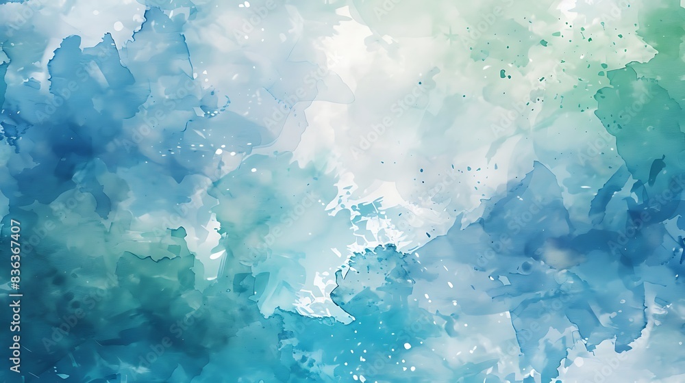 Abstract Watercolor Background Blue, Green, and White Sky Concept with Color Splash Design and Fringe Bleed Stains Abstract Watercolor Background Blue, Green, and White Sky Concept with Color Splash Design and Fringe Bleed Stains