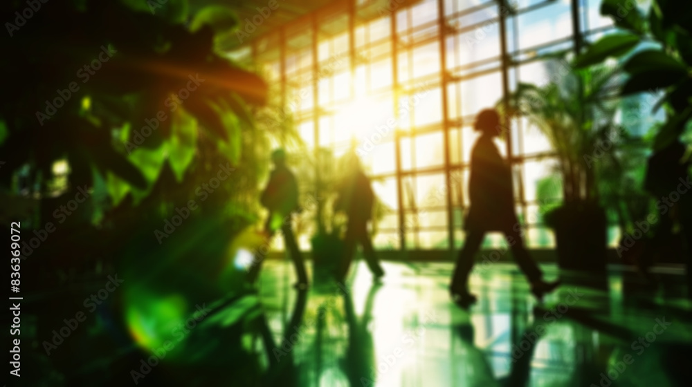 Naklejka premium business background, blurred people on the way to work, in the style of a corporate concept,