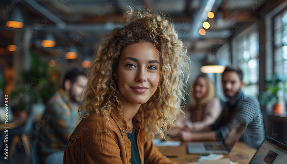 Fototapeta premium CRM Empowered Sales Team, a team of sales representatives equipped with CRM tools and insights, 