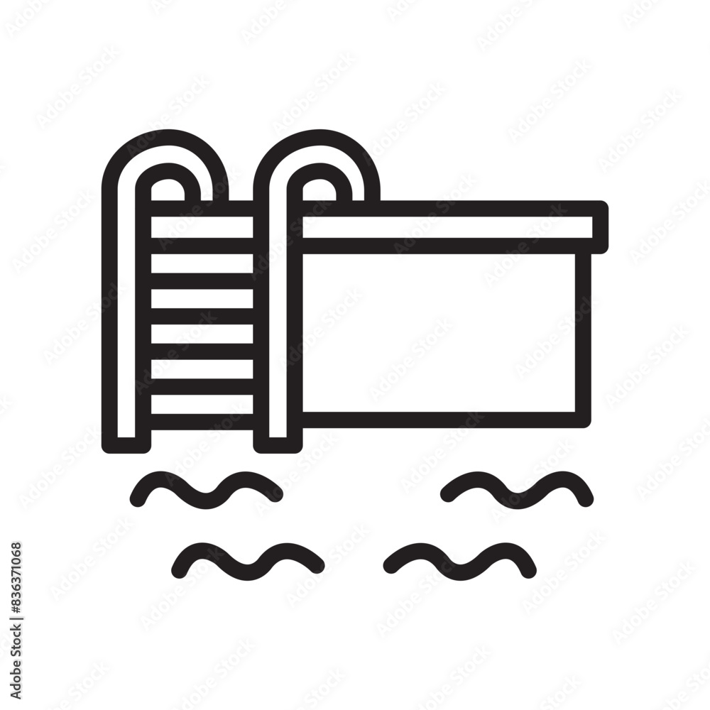 Swimming pool line icon. Water park icon. Swimming pool icon isolated ...
