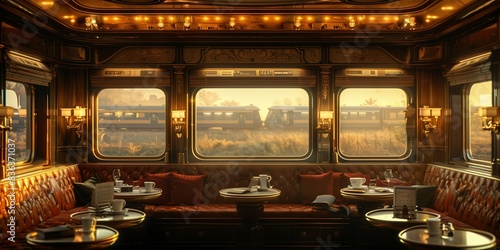 Vintage Train Journey: Reading in Art Deco Luxury, generative ai