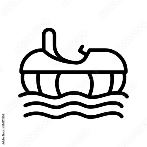 Bumper boat line icon. Water park icon. Swimming pool icon isolated on white background. Transparent background, minimalist symbol. Vector images